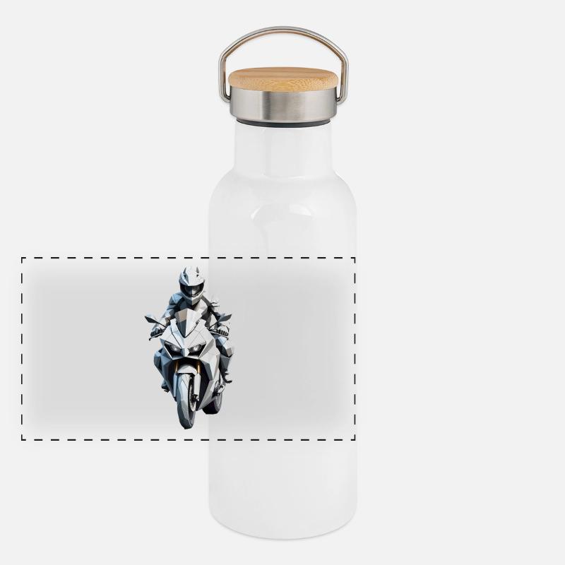 Biker Aufkleber - Motorrad Design Panorama Thermosflasche mit Bambusdeckel