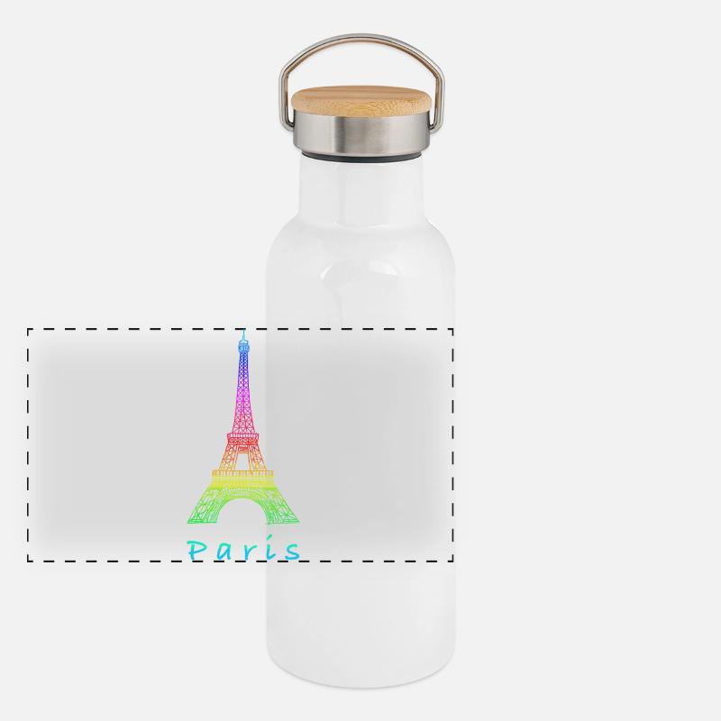 Paris Eiffelturm Panorama Thermosflasche mit Bambusdeckel