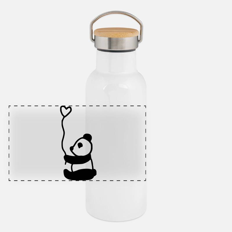 Panda mignon plein d’amour Gourde isotherme avec bouchon en bambou