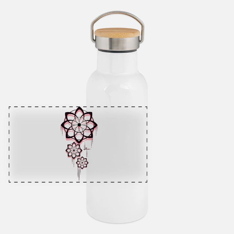 Conception géométrique de l’attrape-rêves Mandala Gourde isotherme avec bouchon en bambou