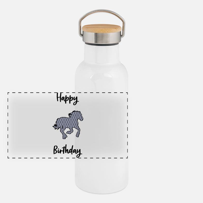 Galloping Horse Silhouette Panoramic Thermal Bottle with Bamboo Lid