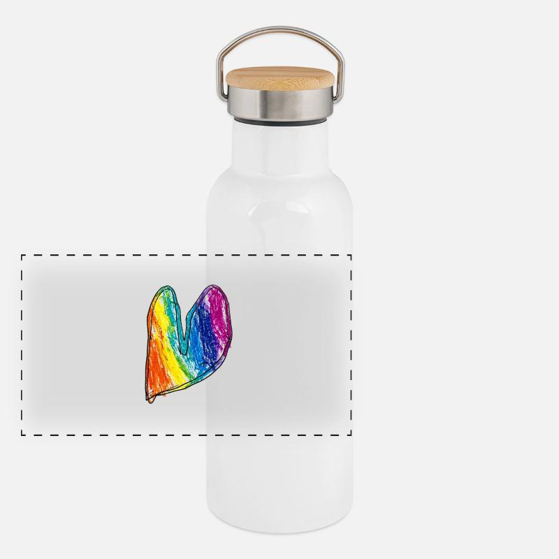 Rainbow Heart Wax Crayon Panoramic Thermal Bottle with Bamboo Lid
