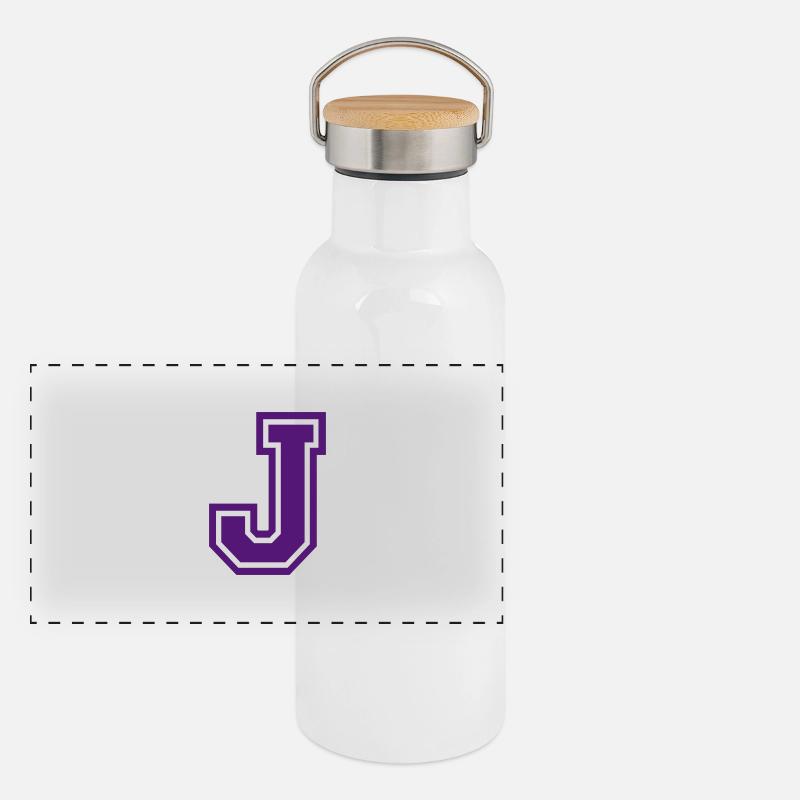 Buchstabe J Panorama Thermosflasche mit Bambusdeckel
