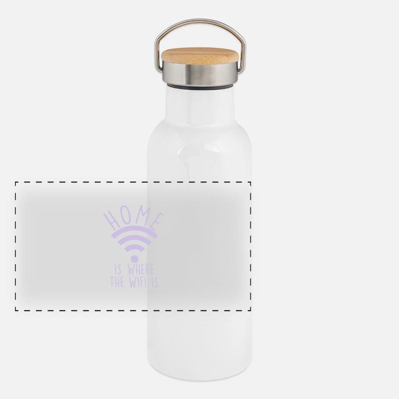 W-LAN IST HEIMAT Panorama Thermosflasche mit Bambusdeckel