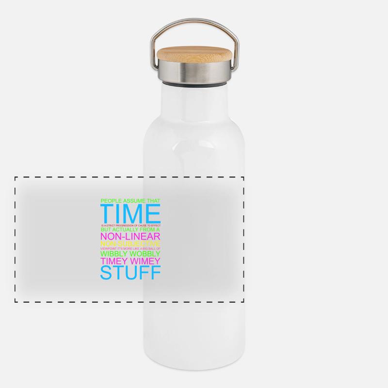 Timey Wimey Wibbly Wobbly Panorama Thermosflasche mit Bambusdeckel