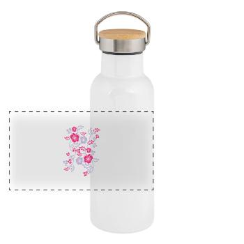 hawaii flower - Gourde isotherme avec bouchon en bambou - blanc - Devant