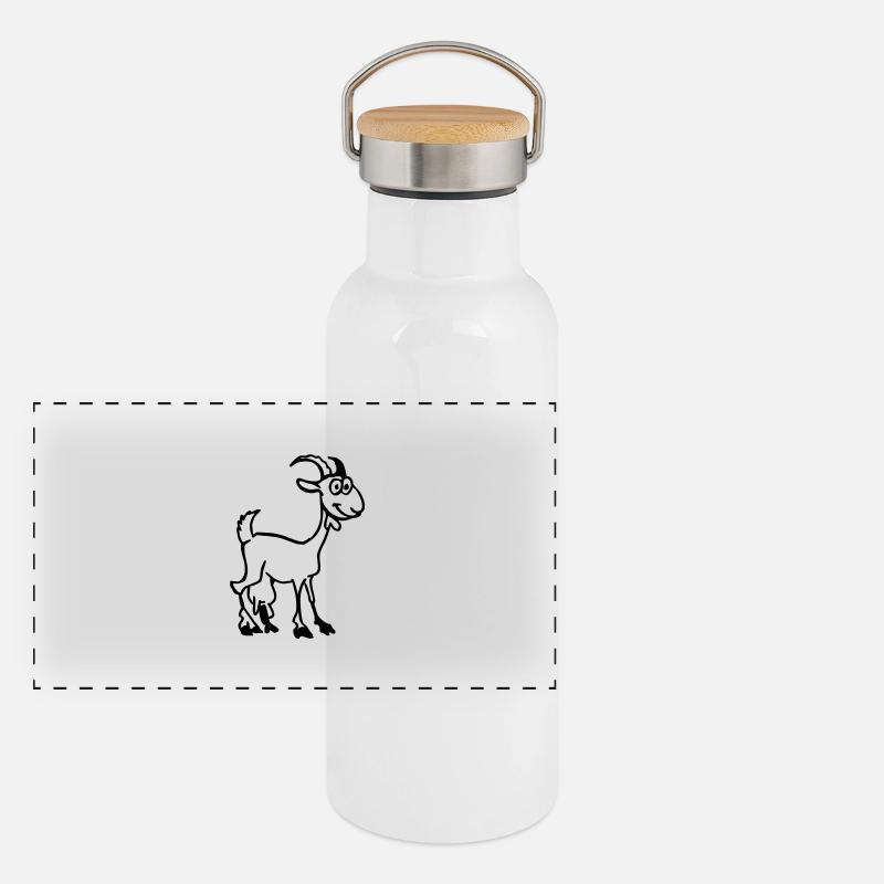 Ziegen Kitz Panorama Thermosflasche mit Bambusdeckel