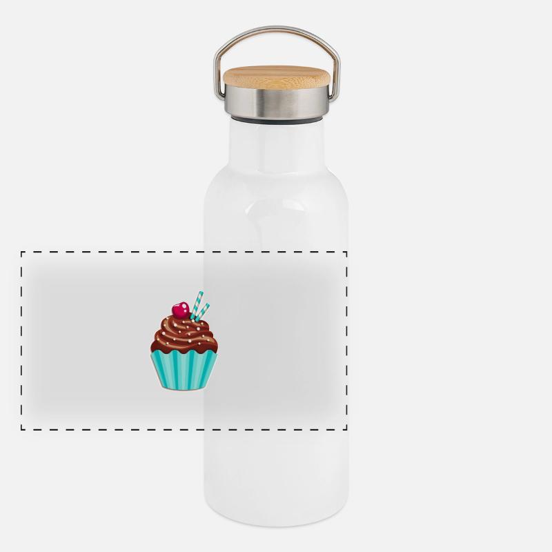 Cupcake - Muffin - Donut - Ice cream - chocolate - Panoramic Thermal Bottle with Bamboo Lid