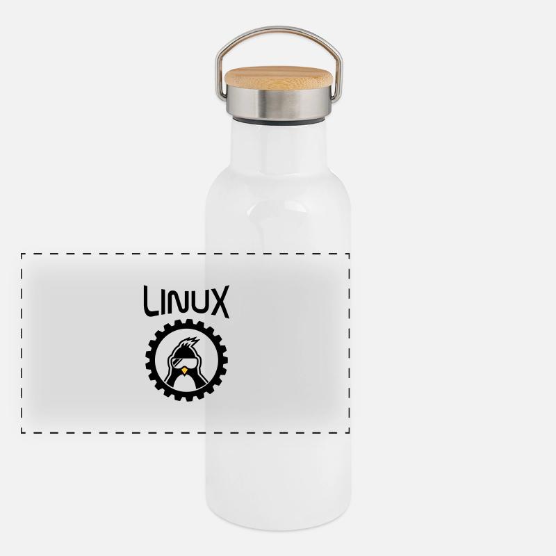 linux wheel Panorama Thermosflasche mit Bambusdeckel