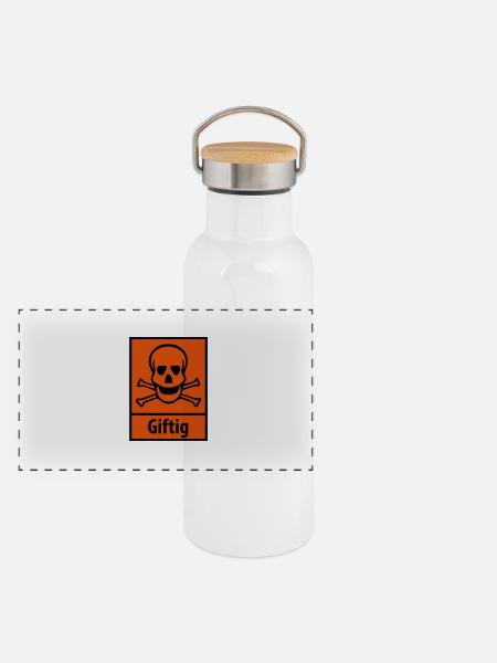 Giftig - Panorama Thermosflasche mit Bambusdeckel - Weiß