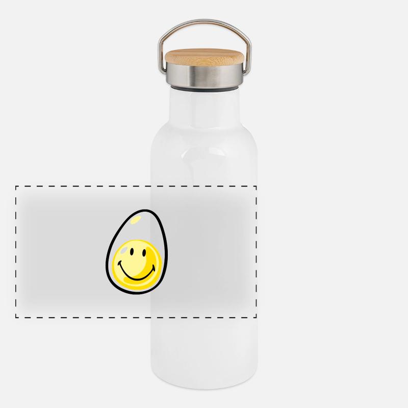 Smiley Hardboiled Egg Panorama Thermosflasche mit Bambusdeckel