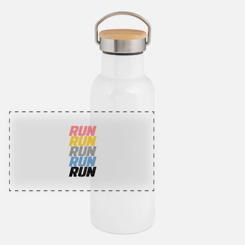 Run Run Run Panoramic Thermal Bottle with Bamboo Lid