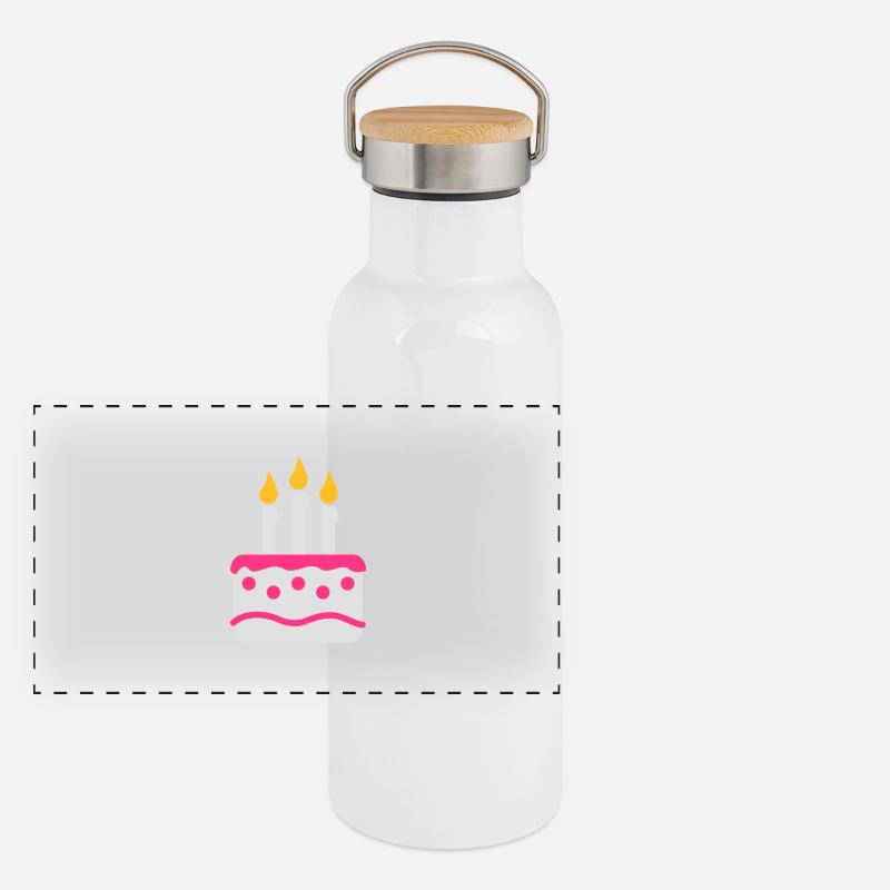 Geburtstagskuchen Torte Panorama Thermosflasche mit Bambusdeckel