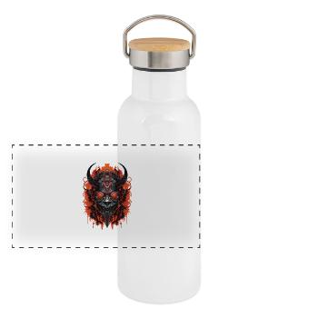 Tech Oni Mask - Panoramic Thermal Bottle with Bamboo Lid - white - Front