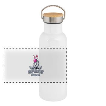 Space Bunny - Panoramic Thermal Bottle with Bamboo Lid - white - Front