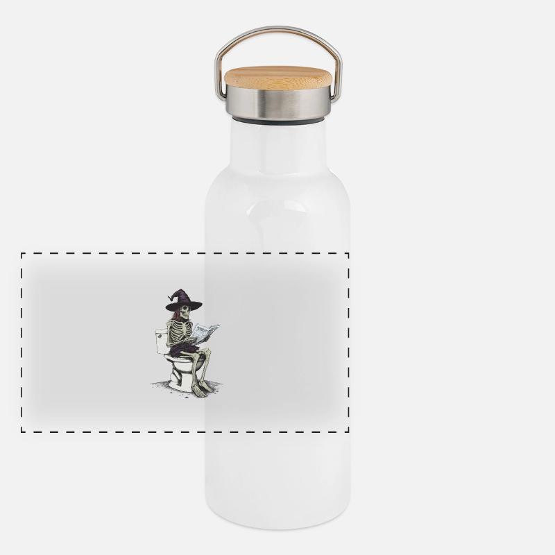 Halloween Poo witch Panoramic Thermal Bottle with Bamboo Lid