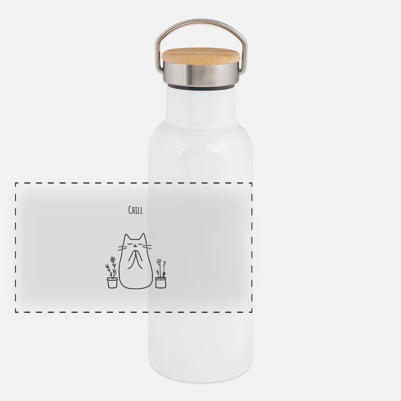 Chat froid Gourde isotherme avec bouchon en bambou