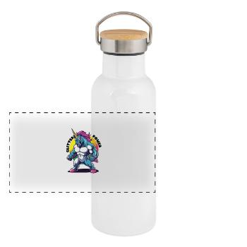 T Shirt Design GLITTER Power - Panorama Thermosflasche mit Bambusdeckel - Weiß - Vorne