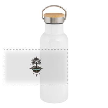 Arbre mystique - Gourde isotherme avec bouchon en bambou - blanc - Devant