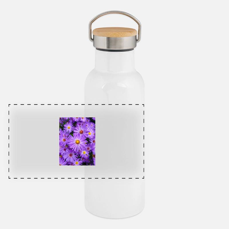 Aster de la Nouvelle-Angleterre aussi poilu Michaelmas-daisy Gourde isotherme avec bouchon en bambou