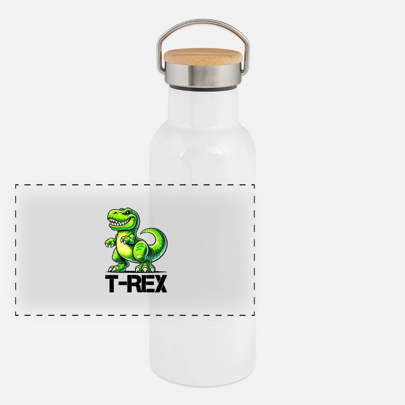 Dinosaurier T-Rex Panorama Thermosflasche mit Bambusdeckel