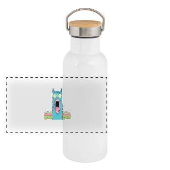 Cheval pleureur - Gourde isotherme avec bouchon en bambou - blanc - Devant