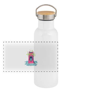 Screaming Seacow - Panoramic Thermal Bottle with Bamboo Lid - white - Front