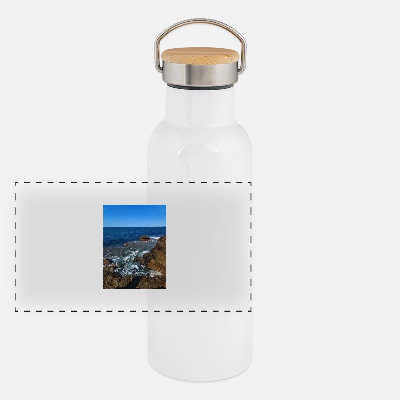 Crashing waves Panoramic Thermal Bottle with Bamboo Lid