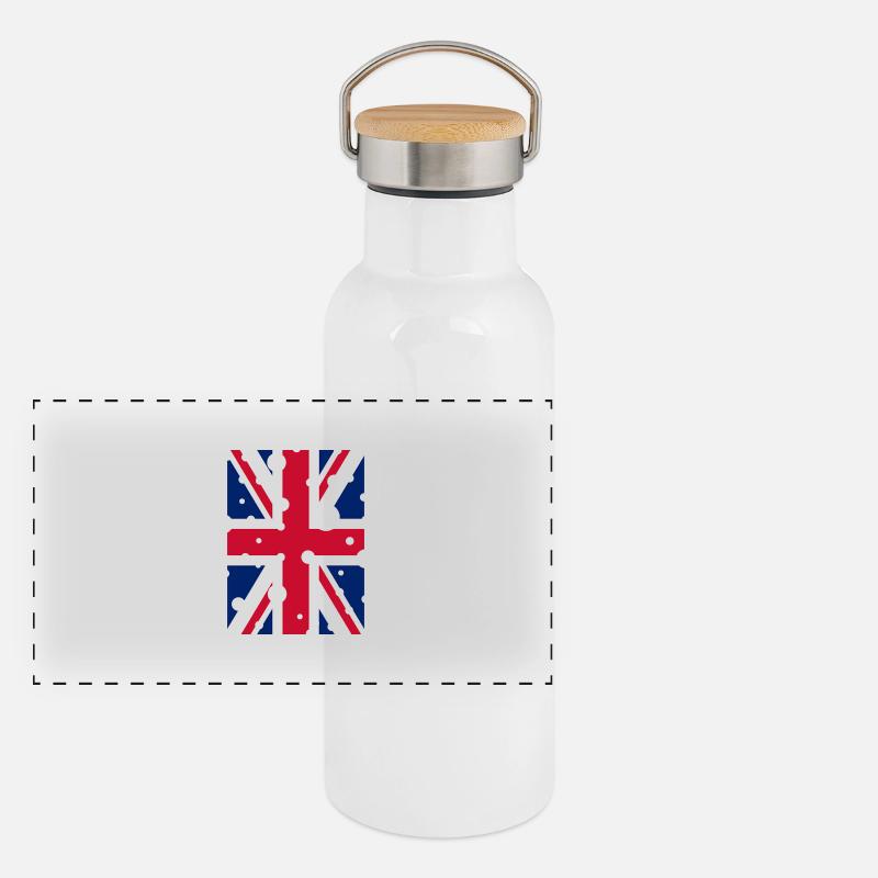 Englische Flagge Panorama Thermosflasche mit Bambusdeckel