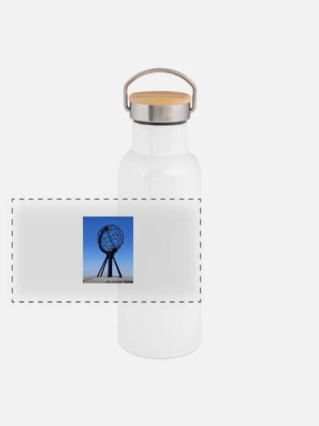 Nordkap - Panorama Thermosflasche mit Bambusdeckel - Weiß