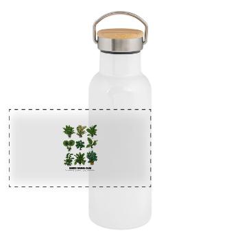 Plant Lovers - Panorama Thermosflasche mit Bambusdeckel - Weiß - Vorne