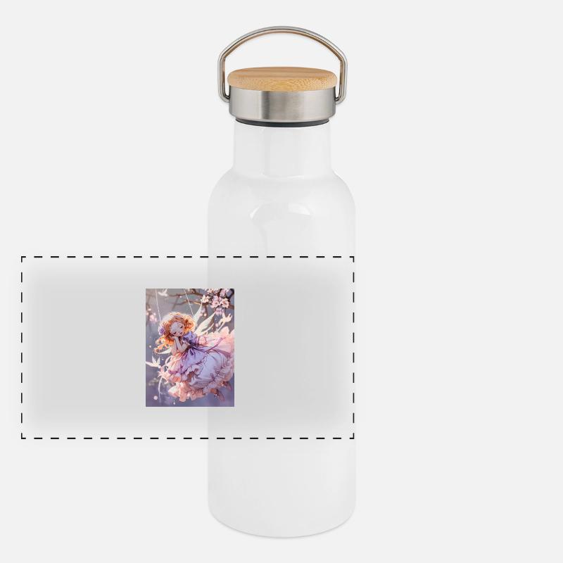 Der schlummernde Cherub Panorama Thermosflasche mit Bambusdeckel