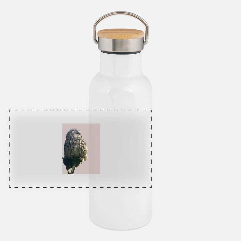 Owl - Panoramic Thermal Bottle with Bamboo Lid - white