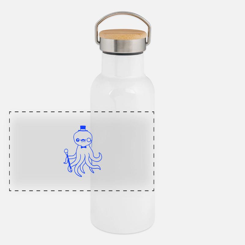 Kraken Mr. Sir Chapeau haut de forme Monocle Lunettes Empire Gourde isotherme avec bouchon en bambou