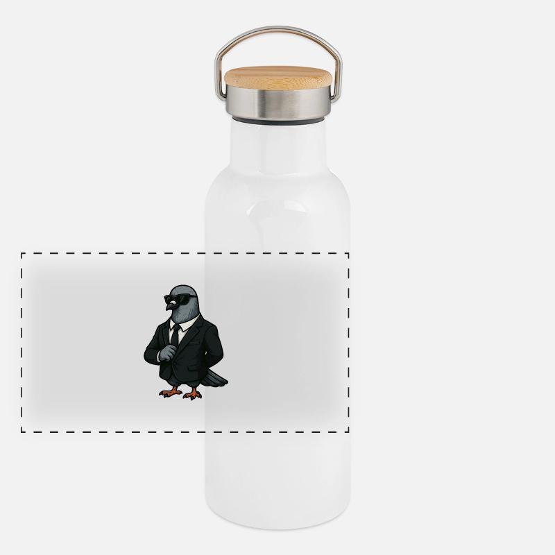 Spionage-Taube Panorama Thermosflasche mit Bambusdeckel