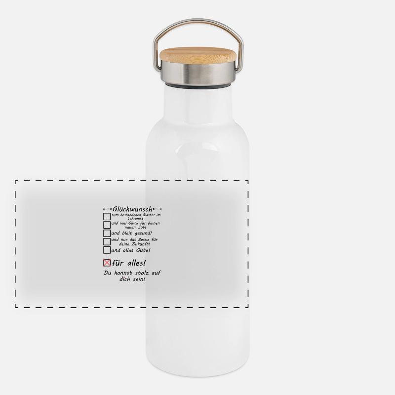Master in Lehramt bestanden Studium Glückwunsch Panorama Thermosflasche mit Bambusdeckel