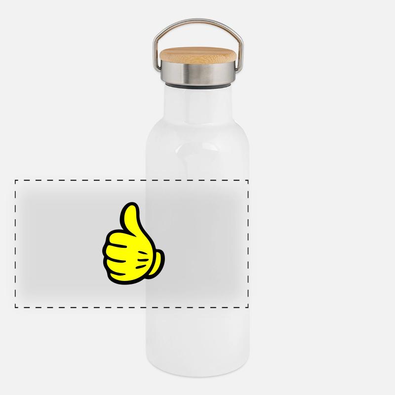 Hand Like Comic Panoramic Thermal Bottle with Bamboo Lid