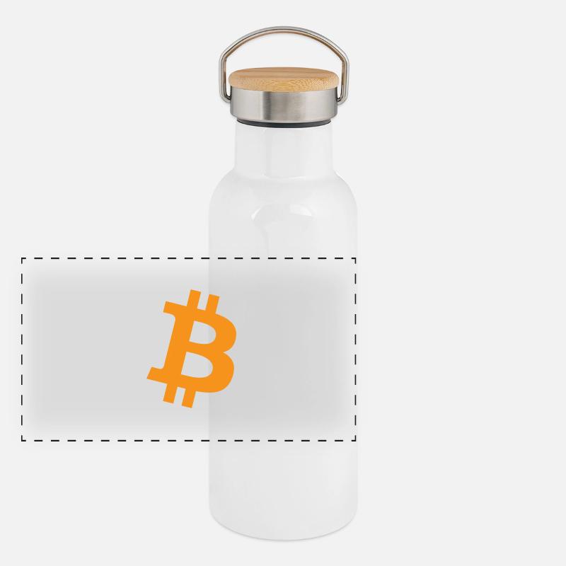 Bitcoin Logo Gourde isotherme avec bouchon en bambou