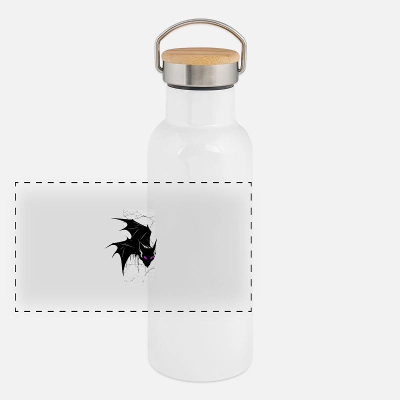 Nightmare Bat – Gothic Horror Vampire Creature Art Panoramic Thermal Bottle with Bamboo Lid