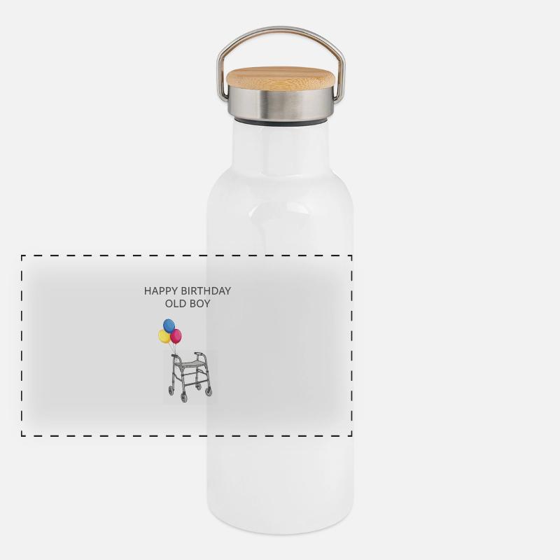 Happy birthday old boy Panorama Thermosflasche mit Bambusdeckel