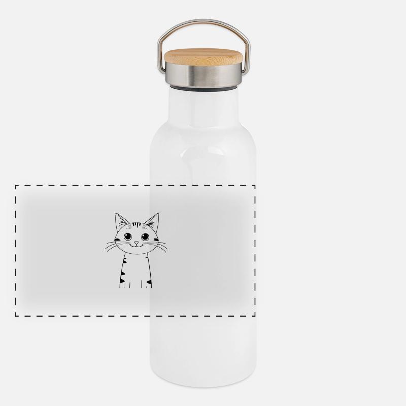 Niedliche Katze als Vektorgrafik Panorama Thermosflasche mit Bambusdeckel