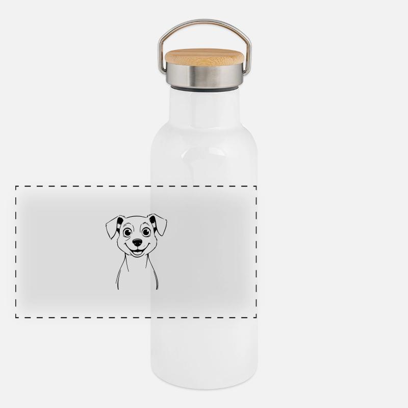 chien curieux comme illustration vectorielle Gourde isotherme avec bouchon en bambou