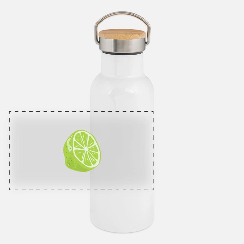 lime - Panoramic Thermal Bottle with Bamboo Lid - white