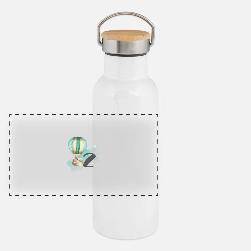 2nd birthday, two, second, hot air balloon Panoramic Thermal Bottle with Bamboo Lid