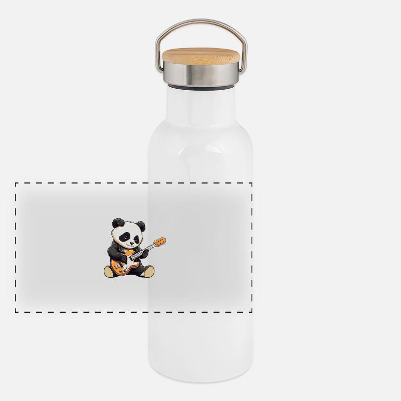 Guitariste et rocker panda cool Gourde isotherme avec bouchon en bambou