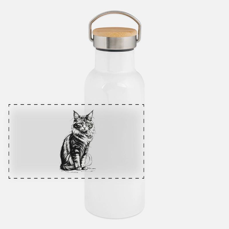 Chat noble sitter Gourde isotherme avec bouchon en bambou