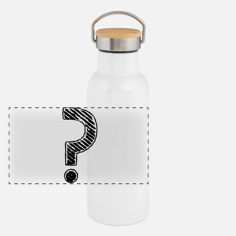 Question marks strip grunge look - Panoramic Thermal Bottle with Bamboo Lid - white