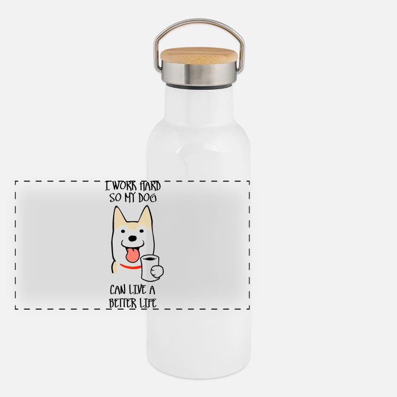 I work hard Panoramic Thermal Bottle with Bamboo Lid