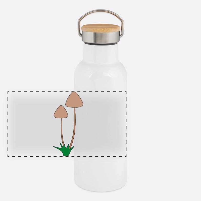 Illustration botanique de champignon minimaliste Gourde isotherme avec bouchon en bambou