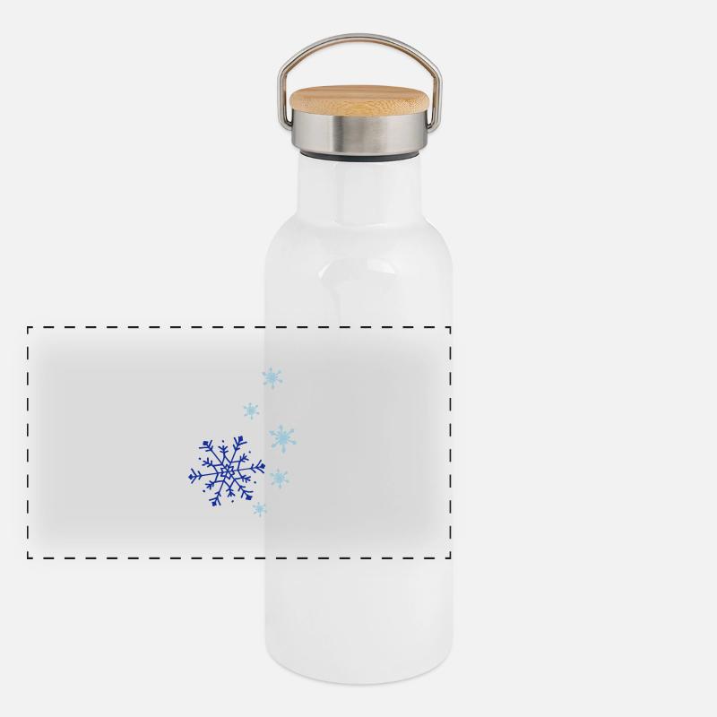 Snowflakes falling Panorama Thermosflasche mit Bambusdeckel